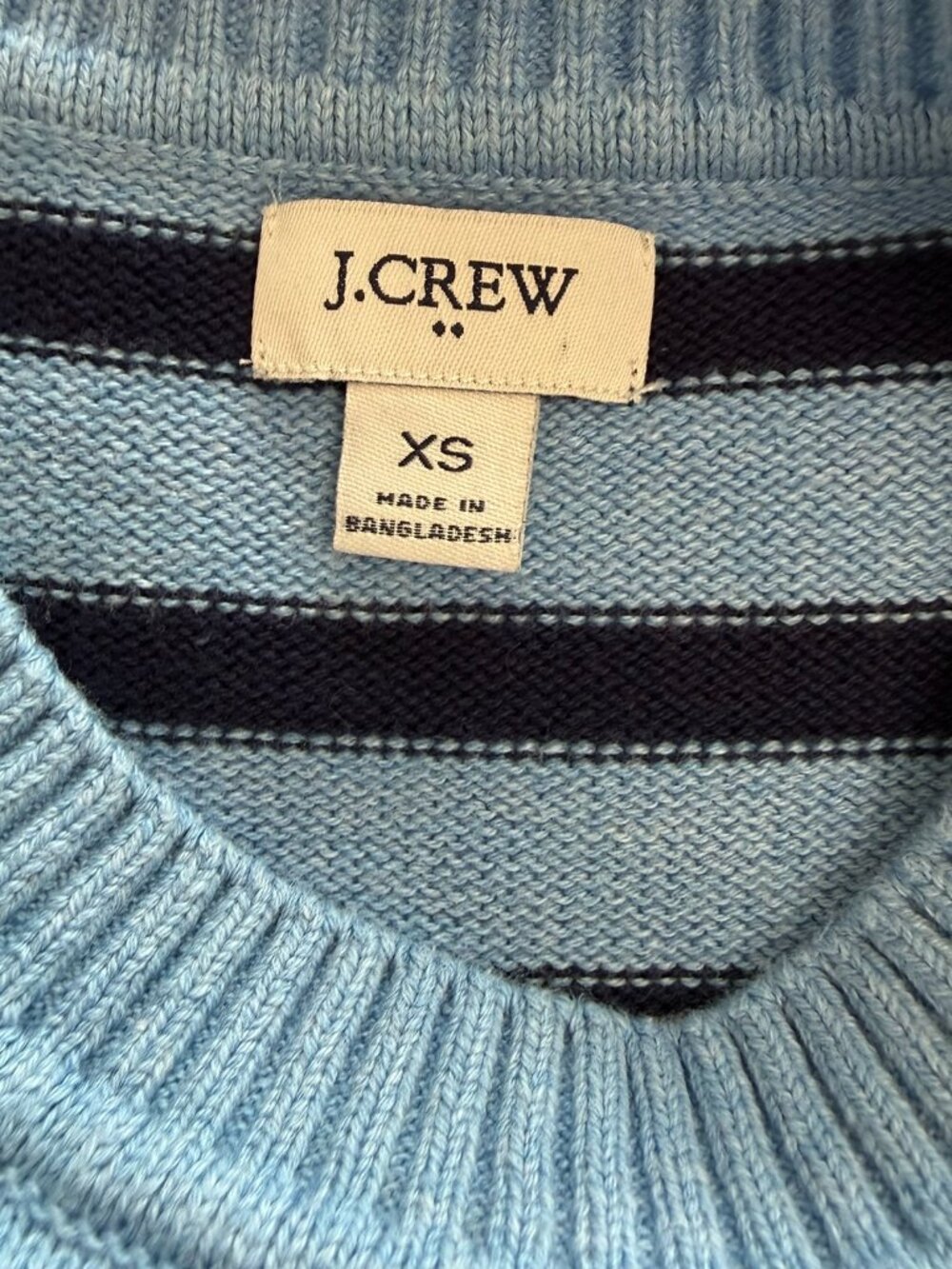 J.Crew Extra-Soft Yarn Striped Crewneck Sweater Blue Navy Size XS - Picture 4 of 9